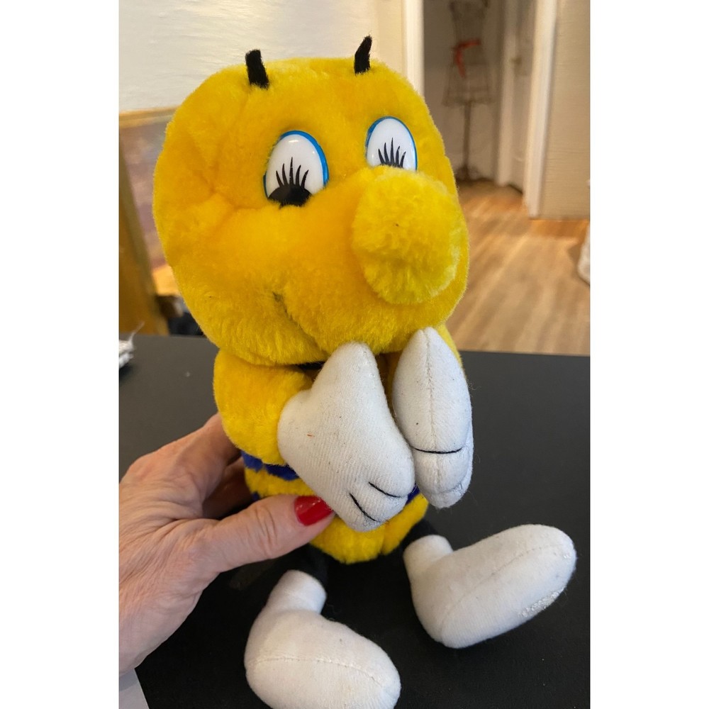STUFFED BEE Toy Plush Bee Yellow Blue Hanging Bee with Wings Stuffed Animal